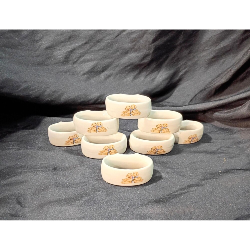 Lot of 8 Country Bear Napkin Rings by Tienshan